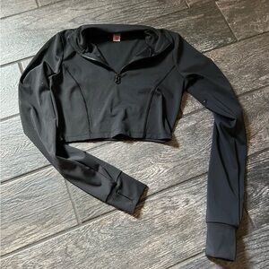 FOREVER 21 black cropped quarter zip jacket